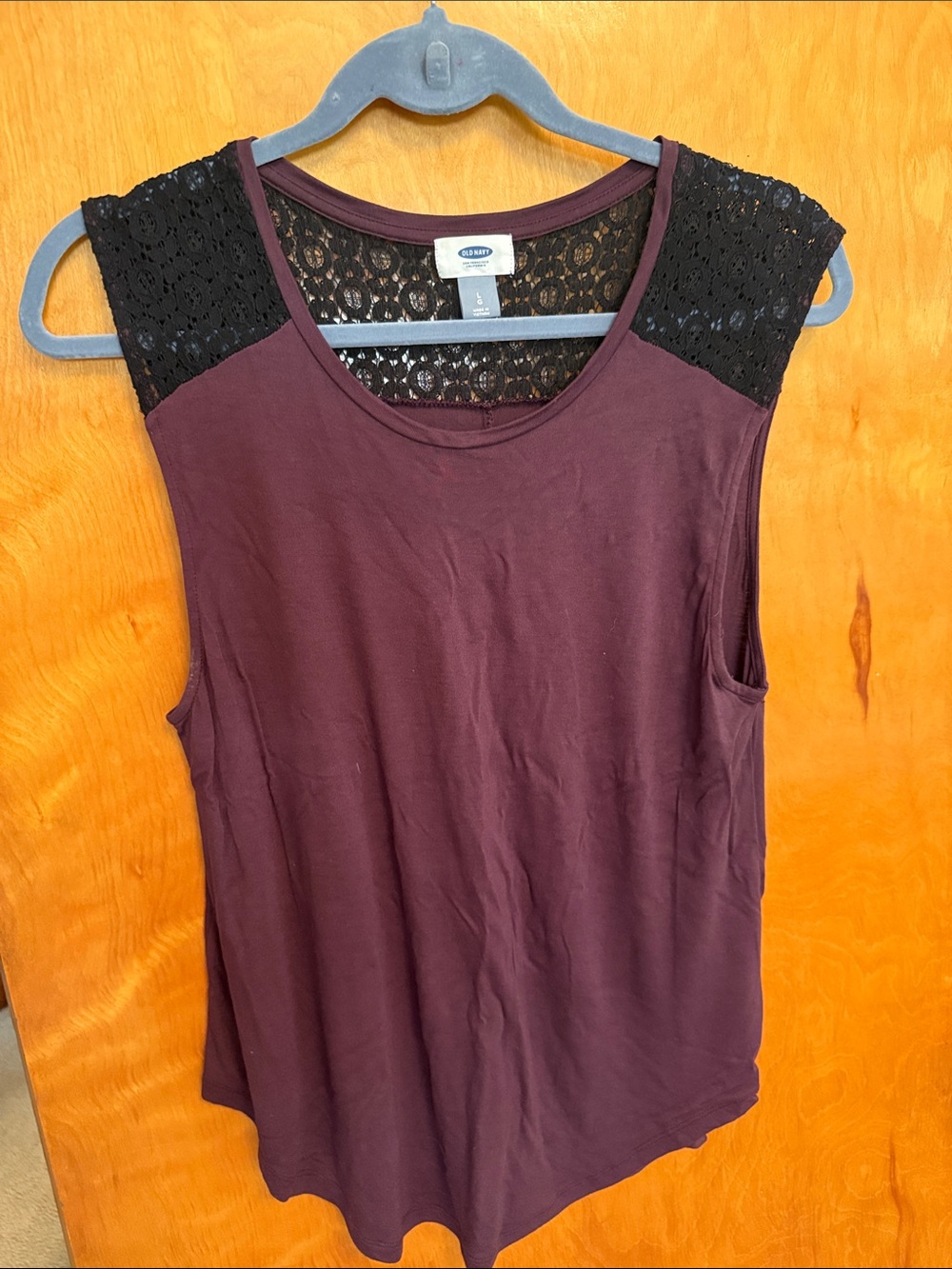 Circo Plum Sleeveless Tank with Black Lace Shoulders